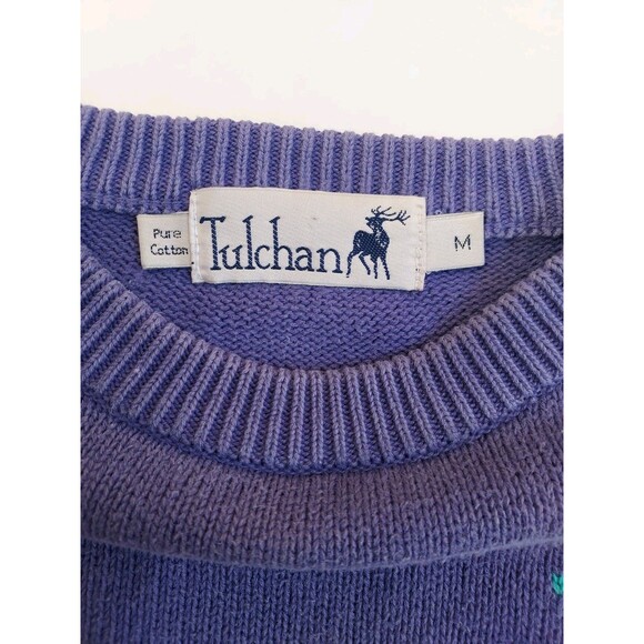 Vintage Mens Tulchan Purple Cotton Argyll Diamond Knit Crew Neck Pullover Size M - Picture 2 of 8